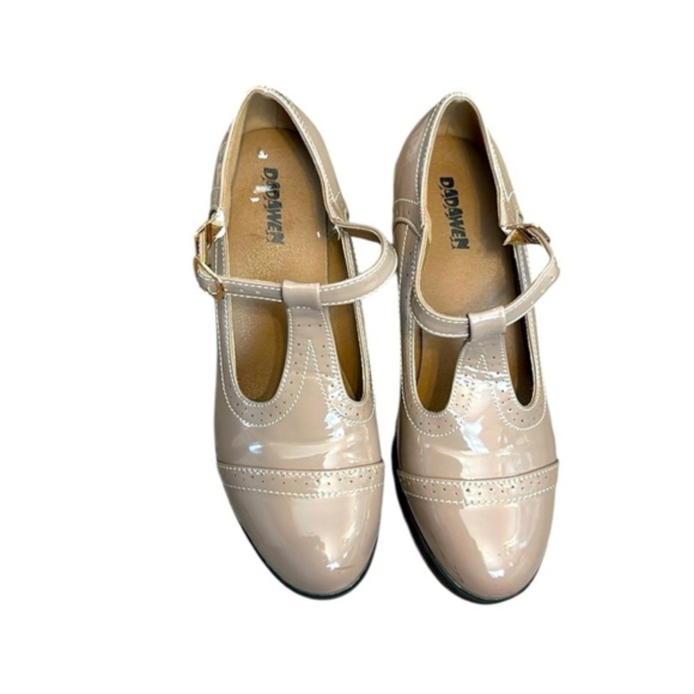 Dadawen Classic T strap Platform Lug Sole Oxfords Patent 10.5